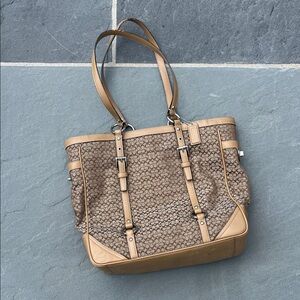 Coach Brown and Tan Signature Tote